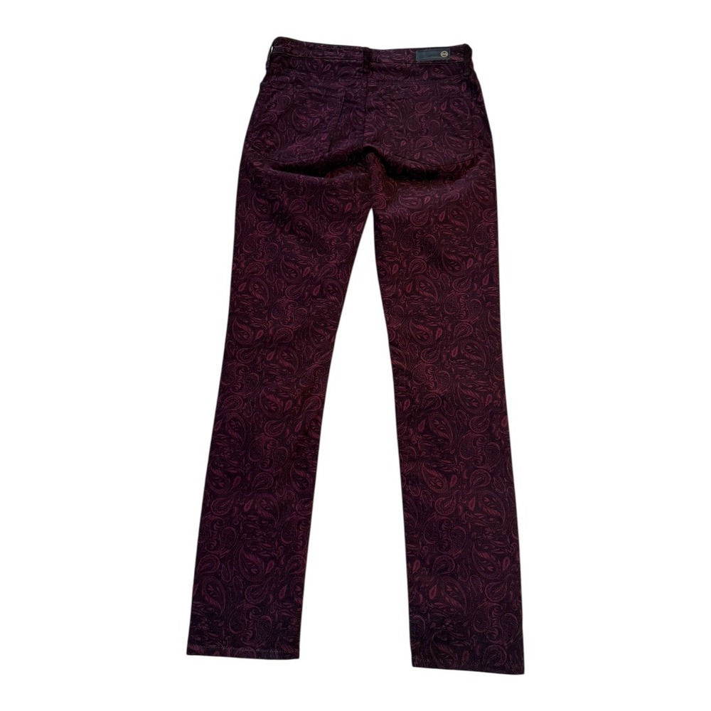 AG Jeans The Prima Ankle Cigarette Ankle Pants Burgundy Paisley Print Size 4 - Picture 2 of 7